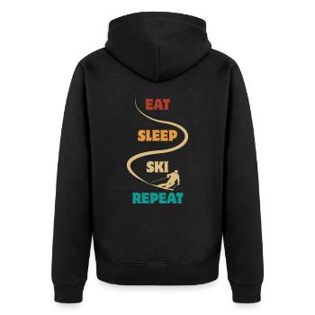 Eat Sleep Ski Repeat - Ski - Ski - Unisex Premium Organic Zip Hoodie - black - Back - Nico (187cm)