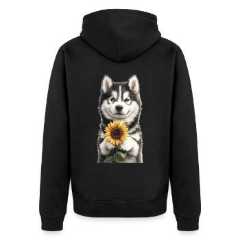 Alaskan Malamute - Unisex Premium Bio Zip Hoodie - Schwarz - Hinten - Nico (187cm)