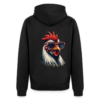 Coq Cool avec Lunettes de Soleil - Design Animalier Rétro - Veste à capuche bio Premium Unisexe - noir - Dos - Nico (187cm)