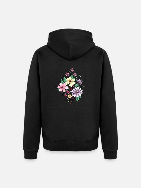 Flowers - Unisex Premium Organic Zip Hoodie - black