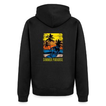 Surfer-Surfer Paradies-Sommer-Wassersport - Unisex Premium Bio Zip Hoodie - Schwarz - Hinten - Nico (187cm)