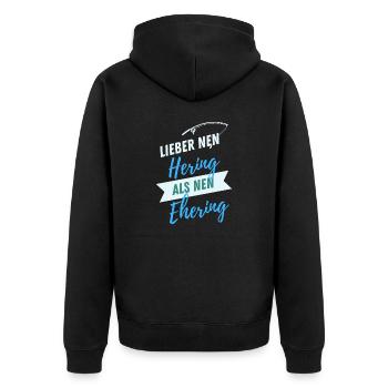 Lieber nen Hering als nen Ehering - Unisex Premium Bio Zip Hoodie - Schwarz - Hinten - Nico (187cm)