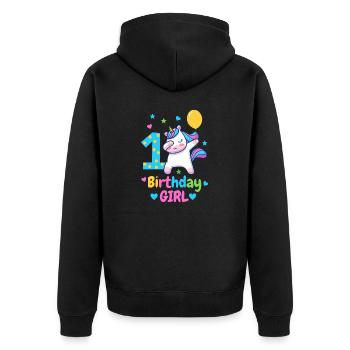 Licorne du 1er anniversaire - Veste à capuche bio Premium Unisexe - noir - Dos - Nico (187cm)