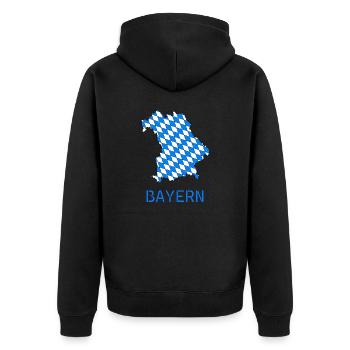Bayern - Unisex Premium Bio Zip Hoodie - Schwarz - Hinten - Nico (187cm)