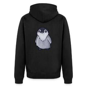 Süsser kleiner Pinguin - Unisex Premium Bio Zip Hoodie - Schwarz - Hinten - Nico (187cm)