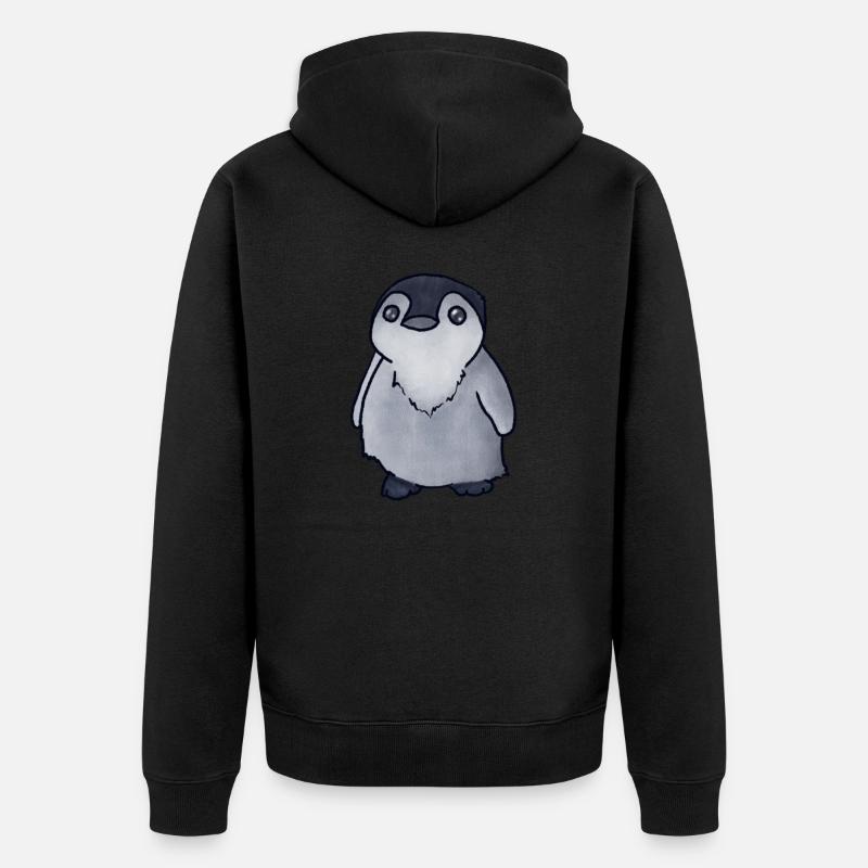 Mignon petit pingouin - Veste à capuche bio Premium Unisexe - noir