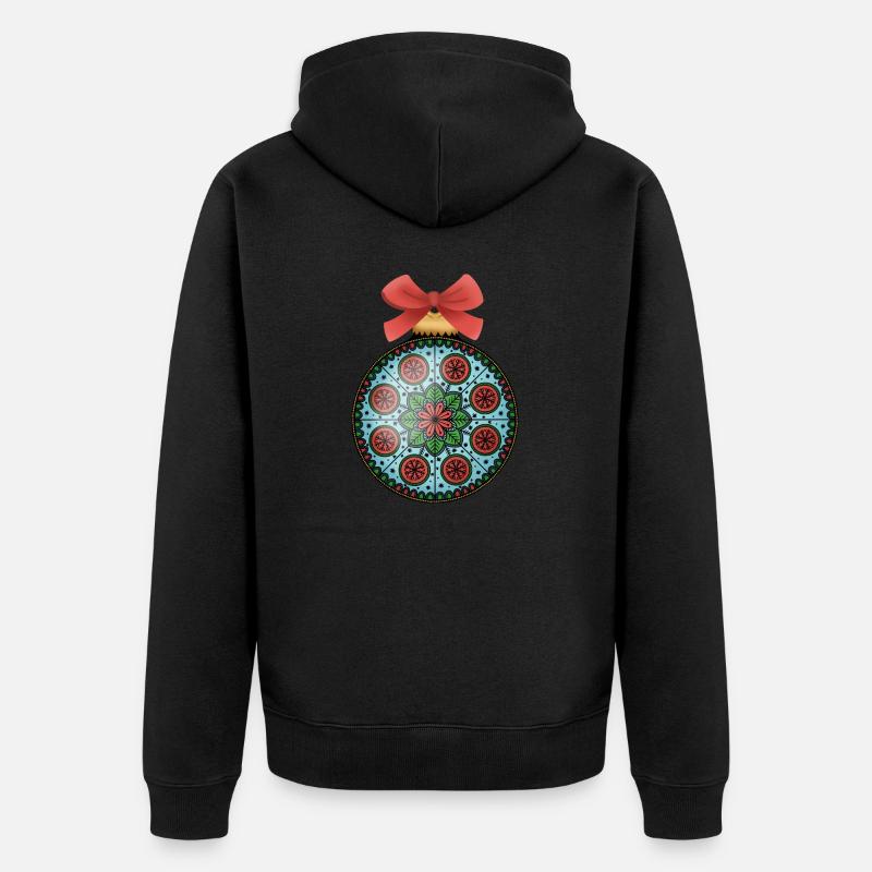 Weihnachtskugel Mandala - Unisex Premium Bio Zip Hoodie - Schwarz