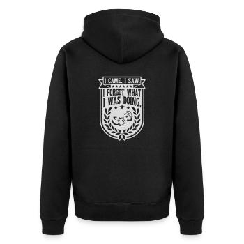 I came saw forget - Unisex Premium Bio Zip Hoodie - Schwarz - Hinten - Nico (187cm)