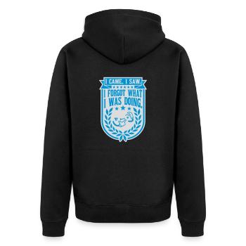 I came saw forget - Unisex Premium Bio Zip Hoodie - Schwarz - Hinten - Nico (187cm)