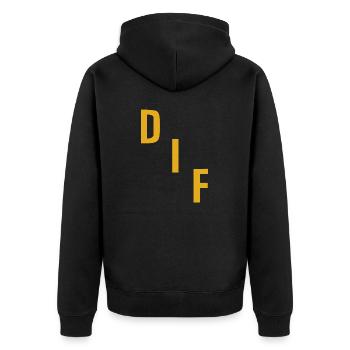 Degerfors - Unisex Premium Organic Zip Hoodie - black - Back - Nico (187cm)