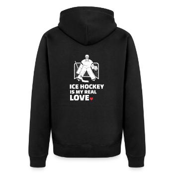 J’adore le hockey sur glace - Veste à capuche bio Premium Unisexe - noir - Dos - Nico (187cm)