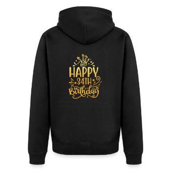 Alles Gute zum 34. Geburtstag 34 Jahre alte Geschenkideen (Gold) - Unisex Premium Bio Zip Hoodie - Schwarz - Hinten - Nico (187cm)