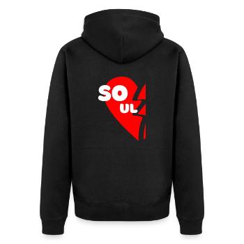 Soul Mate - Unisex Premium Bio Zip Hoodie - Schwarz - Hinten - Nico (187cm)