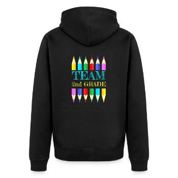 Team 2nd Second Grade Squad Teacher Back To School - Unisex Premium Organic Zip Hoodie - black - Back - Nico (187cm)