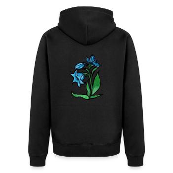 Blaue Blume - Unisex Premium Bio Zip Hoodie - Schwarz - Hinten - Nico (187cm)