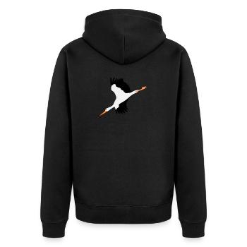 Cigogne, noir et blanc - Veste à capuche bio Premium Unisexe - noir - Dos - Nico (187cm)