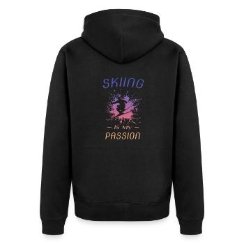 Skiing is my passion - Unisex Premium Bio Zip Hoodie - Schwarz - Hinten - Nico (187cm)