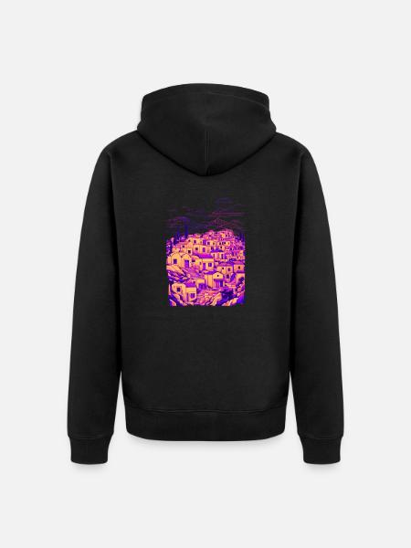 Minimalist Greek Village - Unisex Premium Organic Zip Hoodie - black