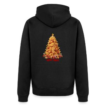 Pommes Frites Weihnachten - Unisex Premium Bio Zip Hoodie - Schwarz - Hinten - Nico (187cm)