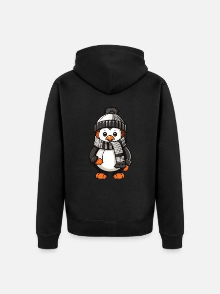 Penguin Winter Comic - Unisex Premium Organic Zip Hoodie - black