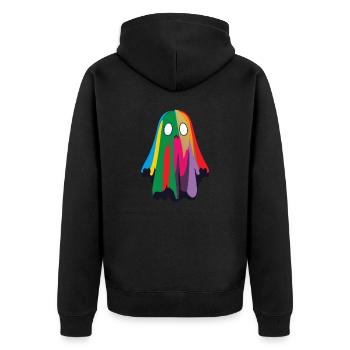 Cute and Colorful Ghost / Halloween - Unisex Premium Organic Zip Hoodie - black - Back - Nico (187cm)
