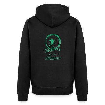 Ski - Ski fahren - Skiing - Unisex Premium Bio Zip Hoodie - Schwarz - Hinten - Nico (187cm)