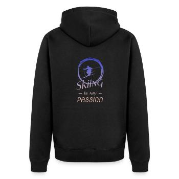 skiing - Unisex Premium Bio Zip Hoodie - Schwarz - Hinten - Nico (187cm)