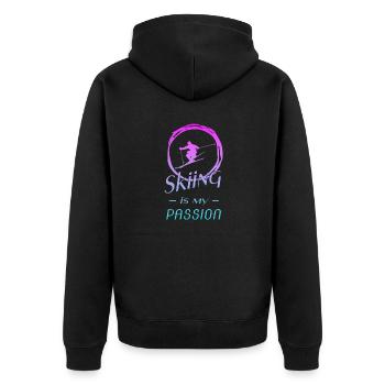 skiing - Unisex Premium Bio Zip Hoodie - Schwarz - Hinten - Nico (187cm)