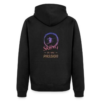 Ski fahren - Skifahren - Ski - Skiing - Unisex Premium Bio Zip Hoodie - Schwarz - Hinten - Nico (187cm)