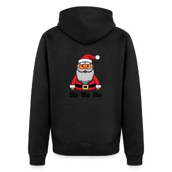 Weihnachtsmann_HoHoHo - Unisex Premium Bio Zip Hoodie - Schwarz - Hinten - Nico (187cm)