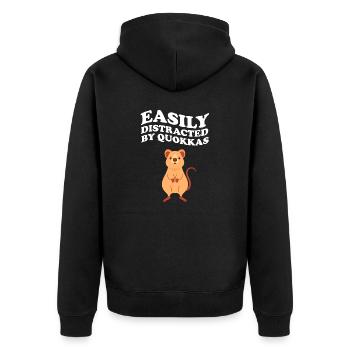 Easily Distracted By Quokkas Quokka - Unisex Premium Bio Zip Hoodie - Schwarz - Hinten - Nico (187cm)