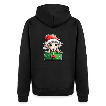 Elf Christmas Elf Gift Elf - Unisex Premium Organic Zip Hoodie - black - Back - Nico (187cm)