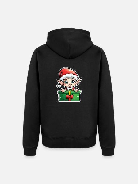 Elf Christmas Elf Gift Elf - Unisex Premium Organic Zip Hoodie - black