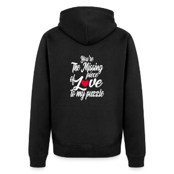 Valentinstag 2024 Lustige Zitate Lovers Day Geschenk - Unisex Premium Bio Zip Hoodie - Schwarz - Hinten - Nico (187cm)
