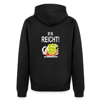 Faust weiß - Unisex Premium Bio Zip Hoodie - Schwarz - Hinten - Nico (187cm)