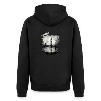Londres, Big Ben, Angleterre - Veste à capuche bio Premium Unisexe - noir - Dos - Nico (187cm)