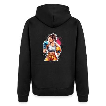 Boxeur / Sports / Combat / Arène / Ring de boxe / Poings - Veste à capuche bio Premium Unisexe - noir - Dos - Nico (187cm)