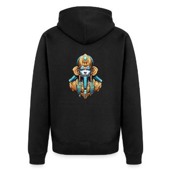 Ägypten / Pharao / Mumien / Hieroglyphen / Sphinx - Unisex Premium Bio Zip Hoodie - Schwarz - Hinten - Nico (187cm)