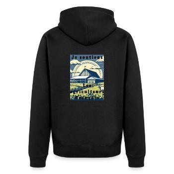 Support for Farmers #8 - Unisex Premium Organic Zip Hoodie - black - Back - Nico (187cm)