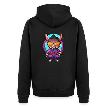 Samurai / Japanisch / Harakiri / Katana / Mann - Unisex Premium Bio Zip Hoodie - Schwarz - Hinten - Nico (187cm)