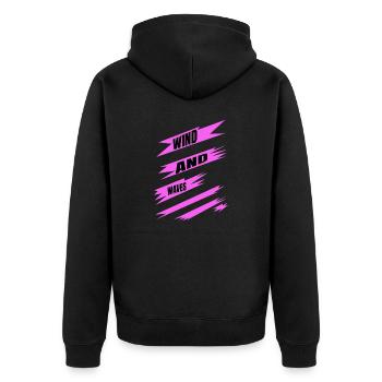 quote windsurfing competitions self-expression - Unisex Premium Bio Zip Hoodie - Schwarz - Hinten - Nico (187cm)