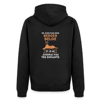 ne juge pas mon berger belge malinois 1 - Veste à capuche bio Premium Unisexe - noir - Dos - Nico (187cm)