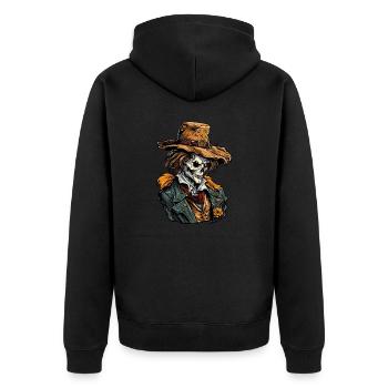 Scarecrow / Harvest Worker / Corn Field / Field - Unisex Premium Organic Zip Hoodie - black - Back - Nico (187cm)