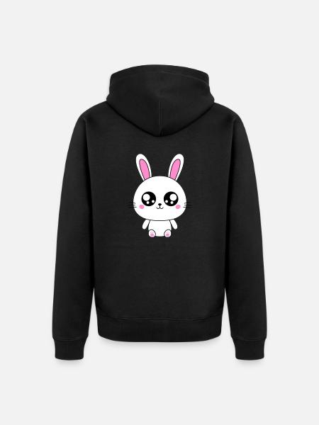 Cute Rabbit - Unisex Premium Organic Zip Hoodie - black