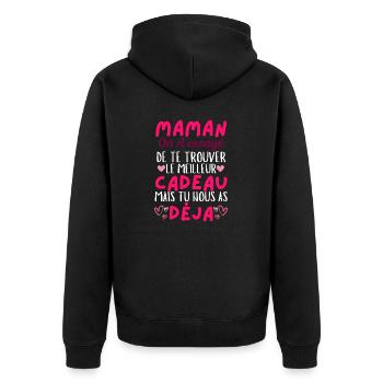 Mama: Wir haben versucht, das beste Geschenk für dich zu finden - Unisex Premium Bio Zip Hoodie - Schwarz - Hinten - Nico (187cm)