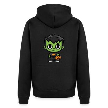 Zombie Halloween Niedlich Comic - Unisex Premium Bio Zip Hoodie - Schwarz - Hinten - Nico (187cm)