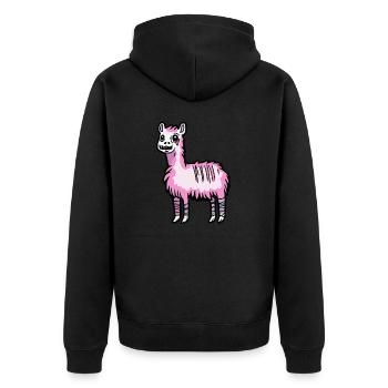 Alpaka Llama Halloween Comic Lustig - Unisex Premium Bio Zip Hoodie - Schwarz - Hinten - Nico (187cm)