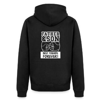father and son - Unisex Premium Bio Zip Hoodie - Schwarz - Hinten - Nico (187cm)