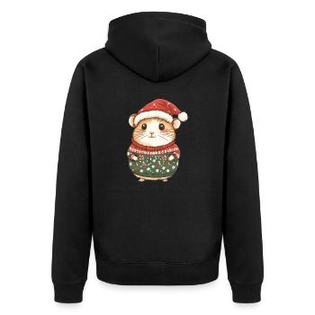 Hamster Christmas - Unisex Premium Organic Zip Hoodie - black - Back - Nico (187cm)