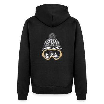 Snow Stoke - Unisex Premium Bio Zip Hoodie - Schwarz - Hinten - Nico (187cm)